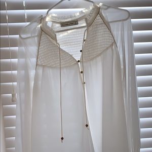 Abercrombie white button up sheer blouse